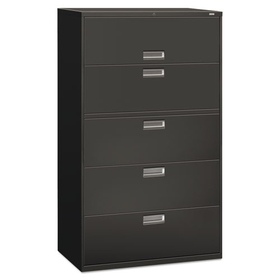 Hon HON695LS Brigade 600 Series Lateral File, 4 Legal/Letter-Size File Drawers, 1 Roll-Out File Shelf, Charcoal, 42" x 18" x 64.25"