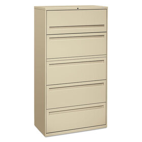 Hon HON785LL 700 Series Five-Drawer Lateral File W/roll-Out & Posting Shelf, 36w, Putty