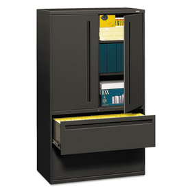 Hon HON795LSS Brigade 700 Series Lateral File, Three-Shelf Enclosed Storage, 2 Legal/Letter-Size File Drawers, Charcoal, 42" x 18" x 64.25"