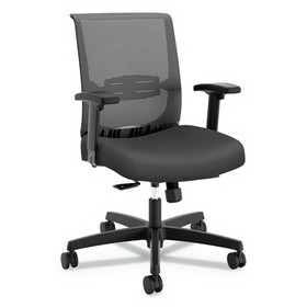 HON HONCMY1ACU19 Convergence Mid-Back Task Chair, Synchro-Tilt and Seat Glide, Supports Up to 275 lb, Iron Ore Seat, Black Back/Base