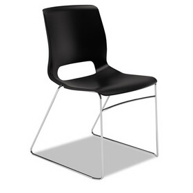 Hon HONMS101ON Motivate High-Density Stacking Chair, Supports Up to 300 lb, 17.75" Seat Height, Onyx Seat, Black Back, Chrome Base, 4/Carton
