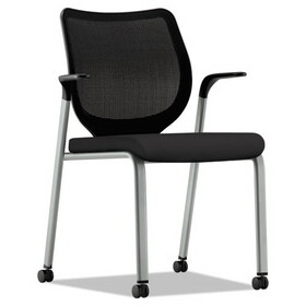 HON HONN606HCU10T1 Nucleus Series Multipurpose Stacking Chair with ilira-Stretch M4 Back, Supports Up to 300 lb, Black Seat/Back, Platinum Base