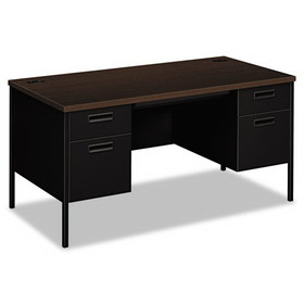 HON HP3262.MOCH.P Metro Classic Double Pedestal Desk, 60w x 30d x 29.5h, Mocha/Black