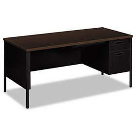 HON HP3265R.MOCH.P Metro Classic Right Pedestal Desk, 66w x 30d x 29.5h, Mocha/Black
