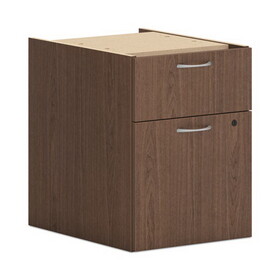 HON HONPLPHBFLE1 Mod Support Pedestal, Left or Right, 2-Drawers: Box/File, Legal/Letter, Sepia Walnut, 15" x 20" x 20"