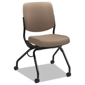 Hon HONPN1AUUCU24T Perpetual Series Folding Nesting Chair, Supports Up to 300 lb, 19.13" Seat Height, Morel Seat, Morel Back, Black Base