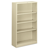 Hon HONS60ABCL Metal Bookcase, Four-Shelf, 34-1/2w X 12-5/8d X 59h, Putty