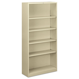 Hon HONS72ABCL Metal Bookcase, Five-Shelf, 34-1/2w X 12-5/8d X 71h, Putty
