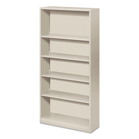 HON HONS72ABCQ Metal Bookcase, Five-Shelf, 34-1/2w X 12-5/8d X 71h, Light Gray