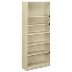 Hon HONS82ABCL Metal Bookcase, Six-Shelf, 34-1/2w X 12-5/8d X 81-1/8h, Putty