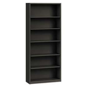 Hon HONS82ABCS Metal Bookcase, Six-Shelf, 34.5w x 12.63d x 81.13h, Charcoal
