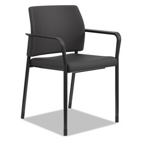 HON HONSGS6FBC10C Accommodate Series Guest Chair with Arms, Fabric Upholstery, 23.25" x 22.25" x 32", Black Seat/Back, Charblack Legs, 2/Carton