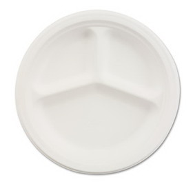 Chinet 21204 Paper Dinnerware, 3-Comp Plate, 10 1/4" dia, White, 500/Carton