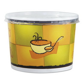 Chinet 70412 Streetside Squat Paper Food Container w/ Lid, Streetside Design, 12oz, 250/CT