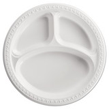 Chinet 81230 Heavyweight Plastic 3 Compartment Plates, 10 1/4