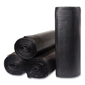Inteplast Group IBSECI385812K Low-Density Commercial Can Liners, 60 gal, 1.2 mil, 38" x 58", Black, Interleaved Roll, 10 Bags/Roll, 10 Rolls/Carton
