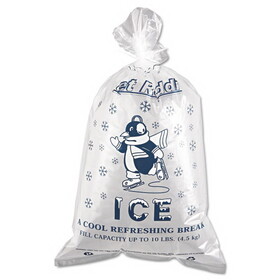 Inteplast Group IBSIC1221 Ice Bags with Twist-Ties, Ice: Penguin Icon Labeling, 10 lb Capacity, 12" x 21", Clear, 1,000/Carton