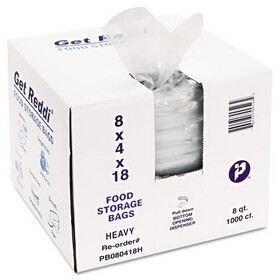 Inteplast Group IBSPB080418H Food Bags, 2 gal, 8" x 4" x 18", Clear, 1,000/Carton