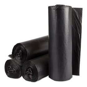 Inteplast Group WSL3036HVK Institutional Low-Density Can Liners, 30 gal, 0.58 mil, 30" x 36", Black, 25 Bags/Roll, 10 Rolls/Carton