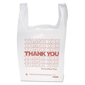 Inteplast Group IBSTHW1VAL Thank You Handled T-Shirt Bag, 0.167 bbl, 12.5 microns, 11.5" x 21", White, 900/Carton