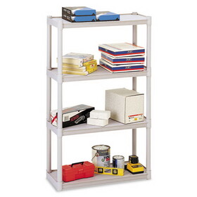 Iceberg ICE20843 Rough n Ready Open Storage System, Four-Shelf, Injection-Molded Polypropylene, 32w x 13d x 54h, Platinum