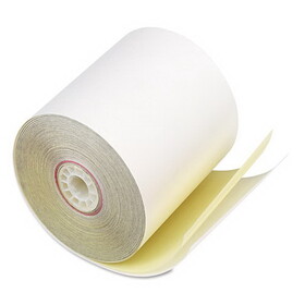 ICONEX 7706 Impact Printing Carbonless Paper Rolls, 3" x 90 ft, White/Canary, 50/Carton