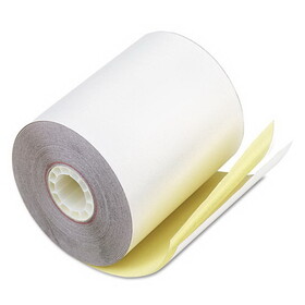 Iconex ICX90770452 Impact Printing Carbonless Paper Rolls, 0.69" Core, 3.25" x 80 ft, White/Canary, 60/Carton