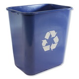 Impact IMP 7702 BLU-R Soft-Sided Recycle Logo Plastic Wastebasket, Rectangular, 28 qt, Polyethylene, Blue