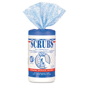 SCRUBS ITW42230CT Hand Cleaner Towels, 1-Ply, 10 x 12, Citrus, Blue/White, 30/Canister