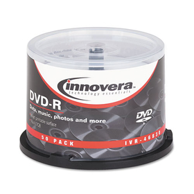 INNOVERA IVR46830 Dvd-R Discs, Hub Printable, 4.7gb, 16x, Spindle, Matte White, 50/pack