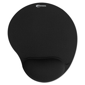 INNOVERA IVR50448 Mouse Pad with Fabric-Covered Gel Wrist Rest, 10.37 x 8.87, Black