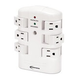 Innovera IVR71651 Wall Mount Surge Protector, 6 AC Outlets, 2,160 J, White