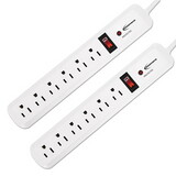 Innovera IVR71653 Surge Protector, 6 AC Outlets, 4 ft Cord, 540 J, White, 2/Pack