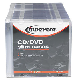 Innovera IVR85800 CD/DVD Slim Jewel Cases, Clear/Black, 100/Pack