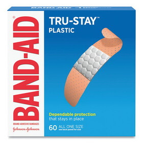 Band-Aid JOJ100563500 Plastic Adhesive Bandages, 3/4 x 3, 60/Box