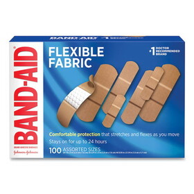 Band-Aid JOJ11507800 Flexible Fabric Adhesive Bandages, Assorted, 100/Box