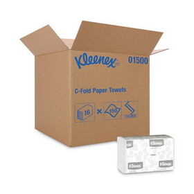 Kleenex KCC01500 C-Fold Paper Towels, 1-Ply, 10.13 x 13.15, White, 150/Pack, 16 Packs/Carton