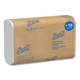 Scott KCC01840 Essential Multi-Fold Towels, Standard Tier, Absorbency Pockets, 1-Ply, 9.2 x 9.4, White, 250/Pack, 16 Packs/Carton