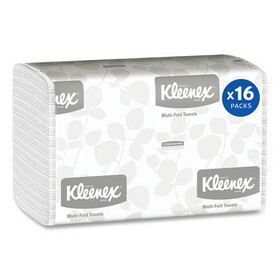 Kleenex KCC01890 Multi-Fold Paper Towels, 1-Ply, 9.2 x 9.4, White, 150/Pack, 16 Packs/Carton