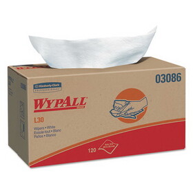 WypAll KCC03086 L30 Wipers, 10 X 9 4/5, White, 120/pop-Up Box, 10 Boxes/carton