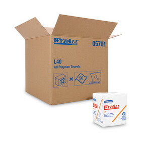WypAll KCC05701 L40 Cloth-Like 1/4-Fold Wipers, 12 1/2 X 12, 56/box, 18 Packs/carton