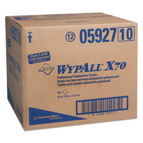 WypAll KCC05927 X70 Foodservice Towels, 1/4-Fold, 12 1/2 X 23 1/2, Blue, 300/carton