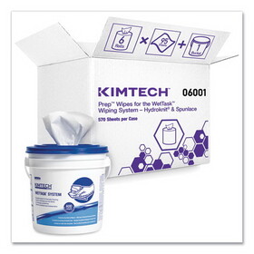 Kimtech KCC0600104 Wipers for WETTASK System, Bleach, Disinfectants and Sanitizers, 12 x 12.5, 95/Roll, 6 Rolls and 1 Bucket/Carton