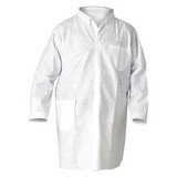 KleenGuard KCC10039 A20 Breathable Particle Protection Lab Coats, Snap Closure/Open Wrists/Pockets, X-Large, White, 25/Carton