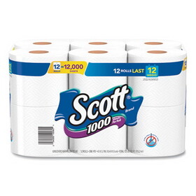 Scott KCC10060 Toilet Paper, Septic Safe, 1-Ply, White, 1,000 Sheets/Roll, 12 Rolls/Pack, 4 Pack/Carton