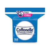 Cottonelle KCC10358EA Fresh Care Flushable Cleansing Cloths, 1-Ply, 5 x 7.25, White, 168/Pack