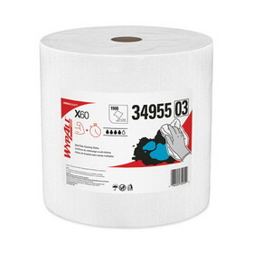 WypAll KCC34955 General Clean X60 Cloths, Jumbo Roll, 12.2 x 12.4, White, 1,100/Roll