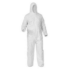 KleenGuard KCC38939 A35 Liquid and Particle Protection Coveralls, Hooded, X-Large, White, 25/Carton