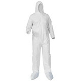KleenGuard KCC38953 A35 Liquid and Particle Protection Coveralls, Zipper Front, Hood/Boots, Elastic Wrists/Ankles, 4X-Large, White, 25/Carton