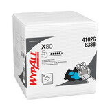 WypAll KCC41026 Power Clean X80 Heavy Duty Cloths, 1/4 Fold, 12.5 x 12, White, 50/Box, 4 Boxes/Carton